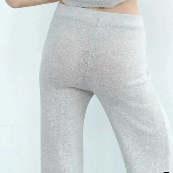 ZARA Wide Leg Knit Trousers Pull On Pants  Metallic Sheer Party Disco Rave - Picture 6 of 17